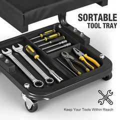 YELLOW JACKET underside image showing four 360-degree swivel casters for smooth mobility