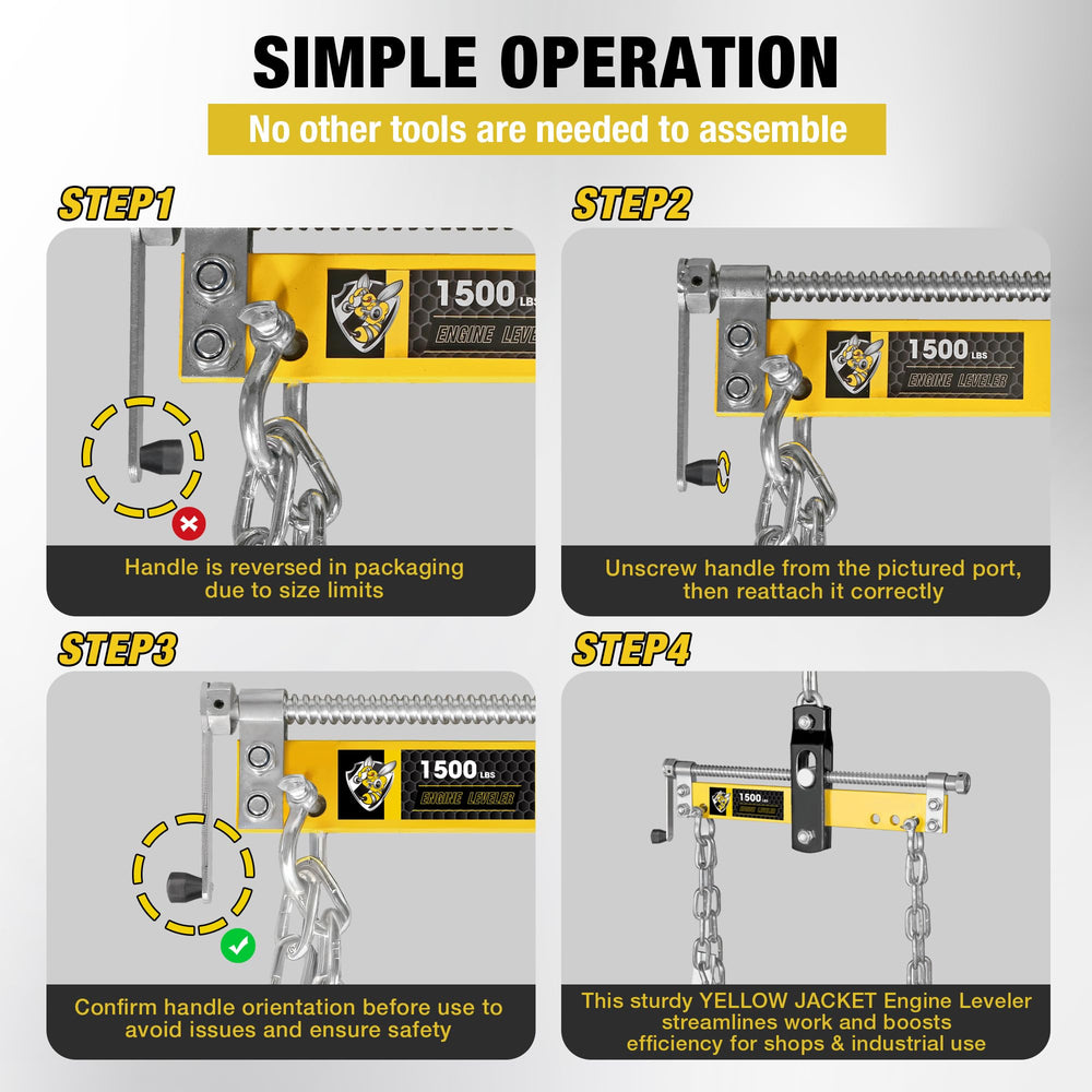 YELLOW JACKET image of 14 inch chains and L-brackets providing secure engine attachment
