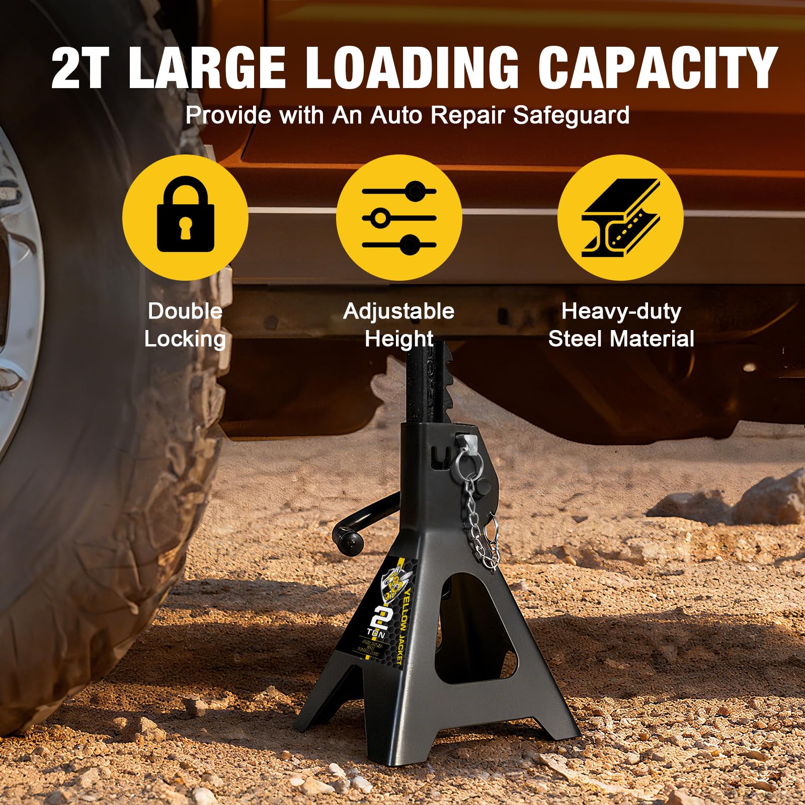 YELLOW JACKET close-up of ratchet sawtooth showing quick secure height adjust