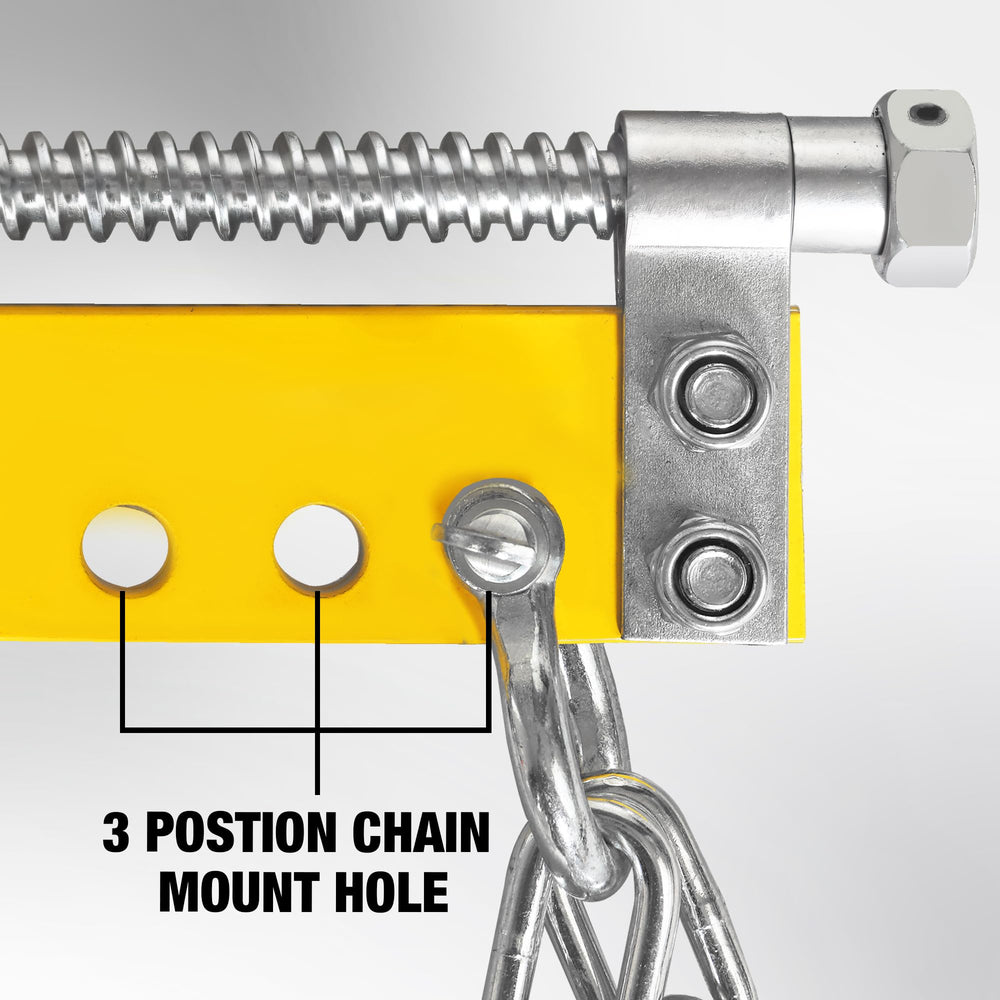 YELLOW JACKET leveler attached to engine hoist demonstrating safe engine positioning