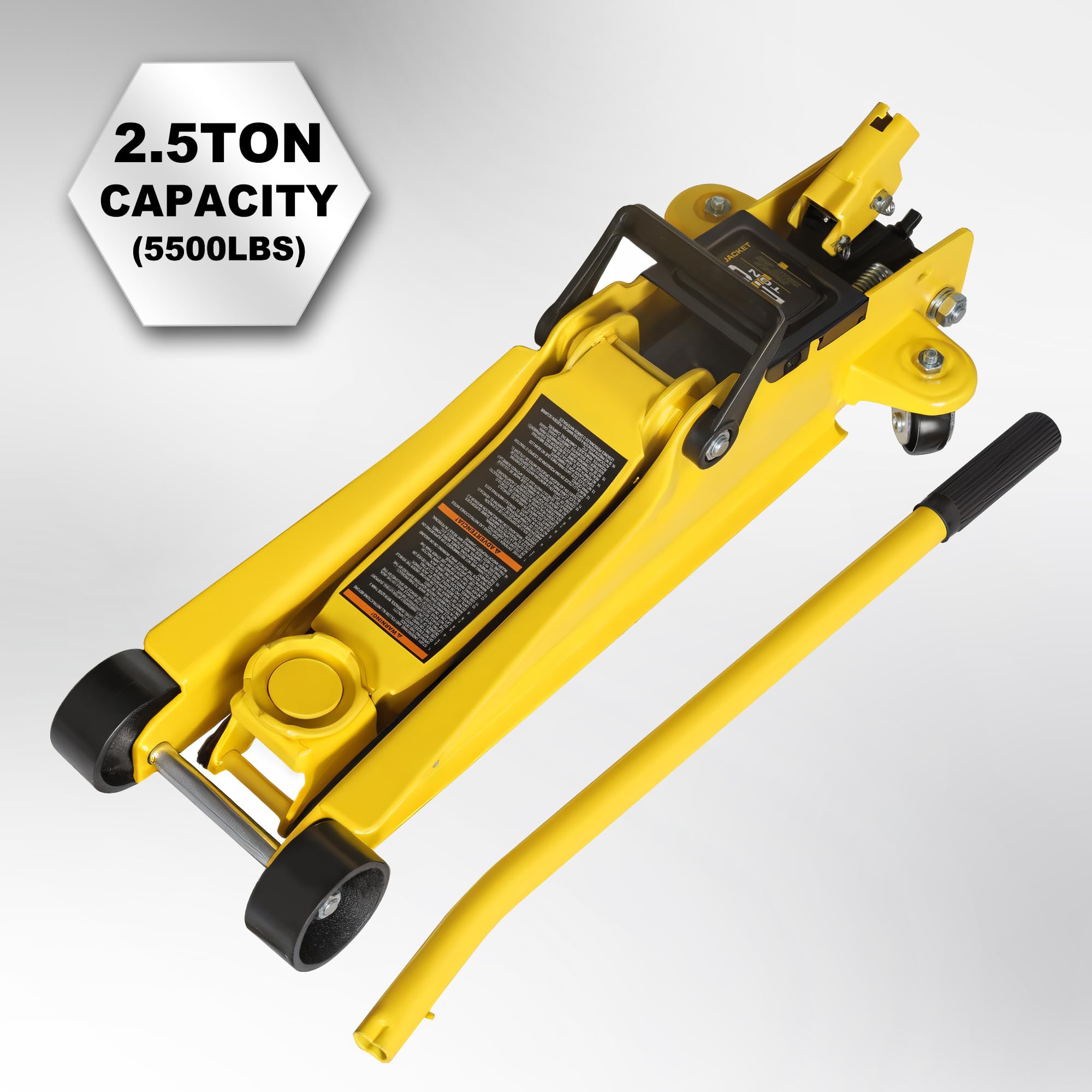 YELLOW JACKET low-profile view highlighting lift under low-clearance cars benefit