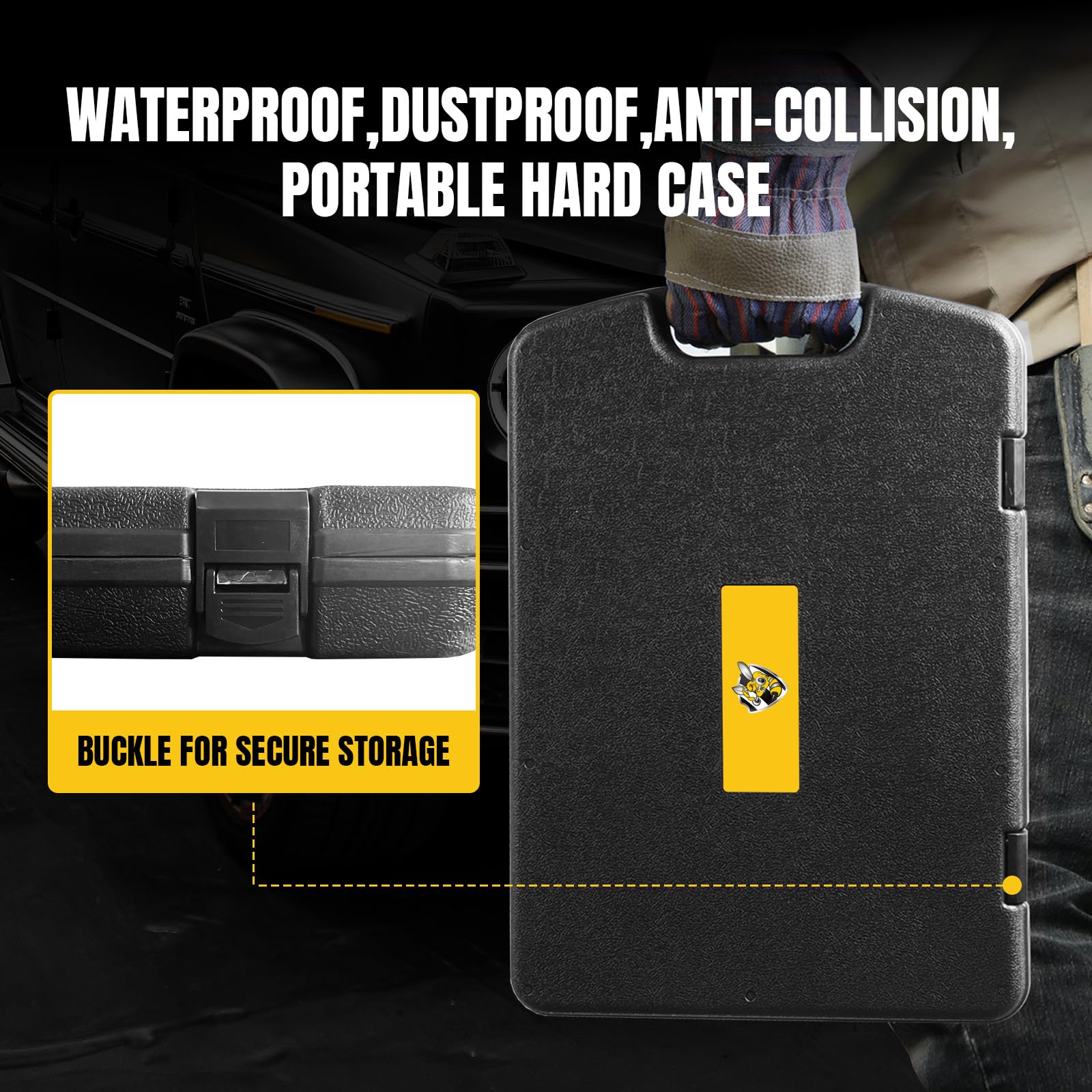 YELLOW JACKET scale packed inside waterproof hard case for safe transport