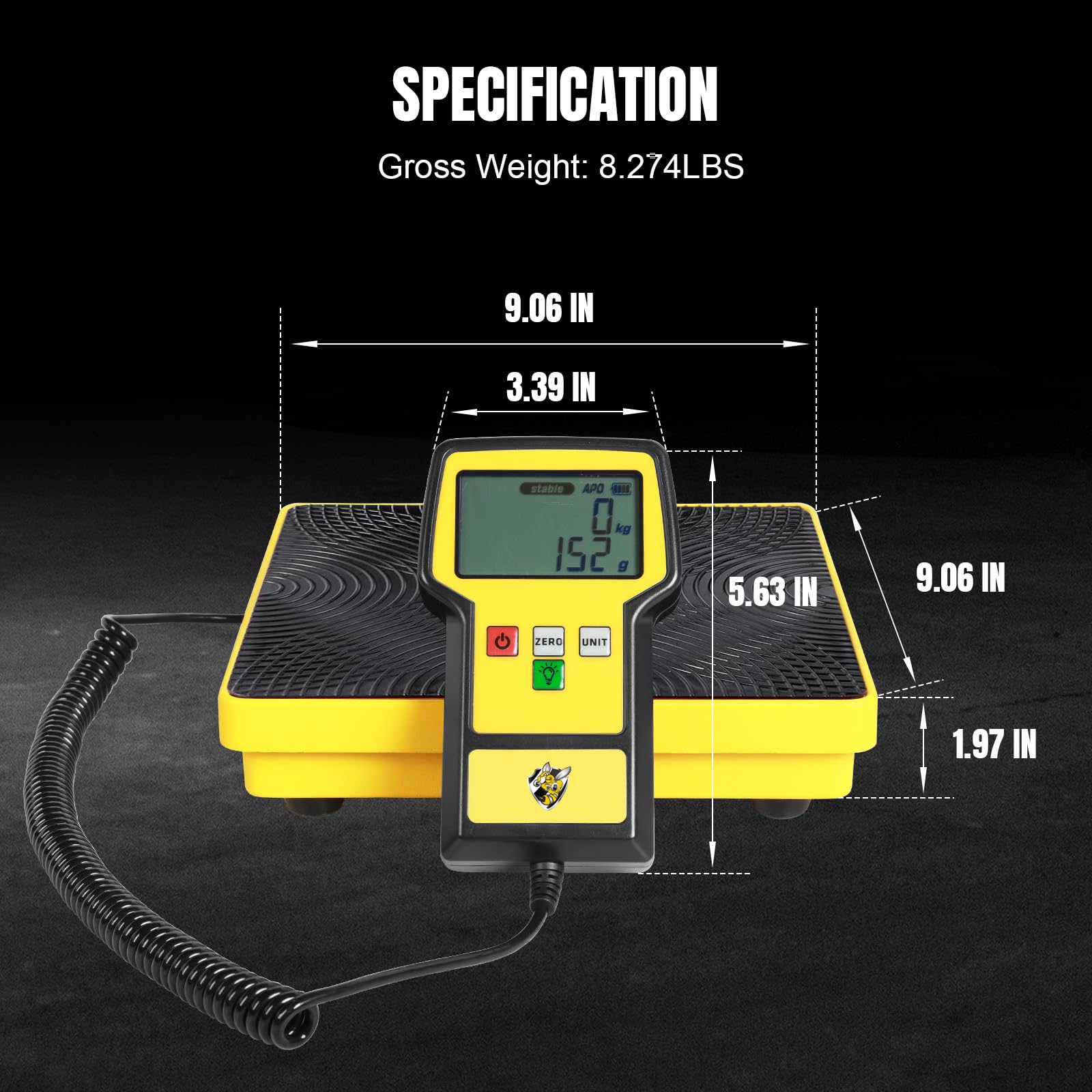 YELLOW JACKET scale next to standard cylinder showing compact footprint
