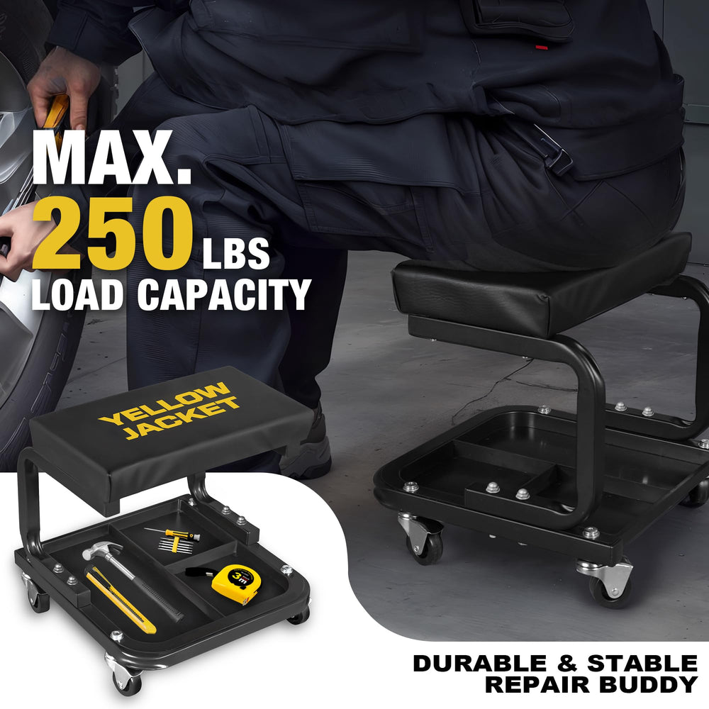 YELLOW JACKET detailed view of three-compartment tool tray organizing screws and sockets for fast access