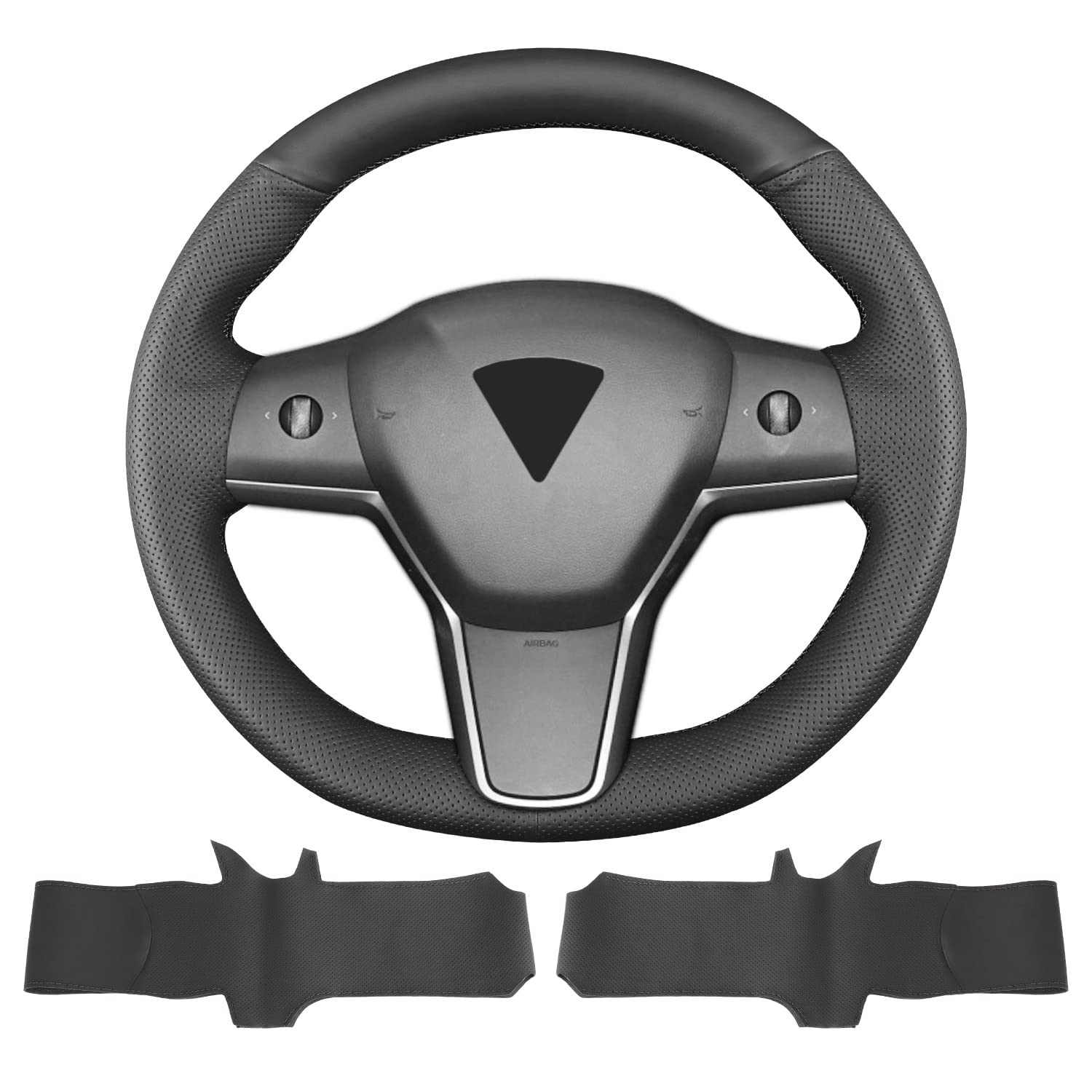 Yeolpise lifestyle shot inside Tesla showing improved interior look and ergonomic steering feel