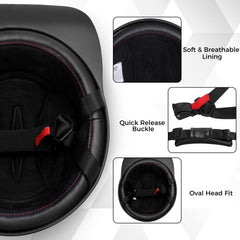 Yesmotor chin strap quick-release shown for fast on and off convenience