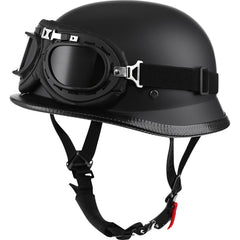 Yesmotor front view matte black helmet showing classic retro look and confidence