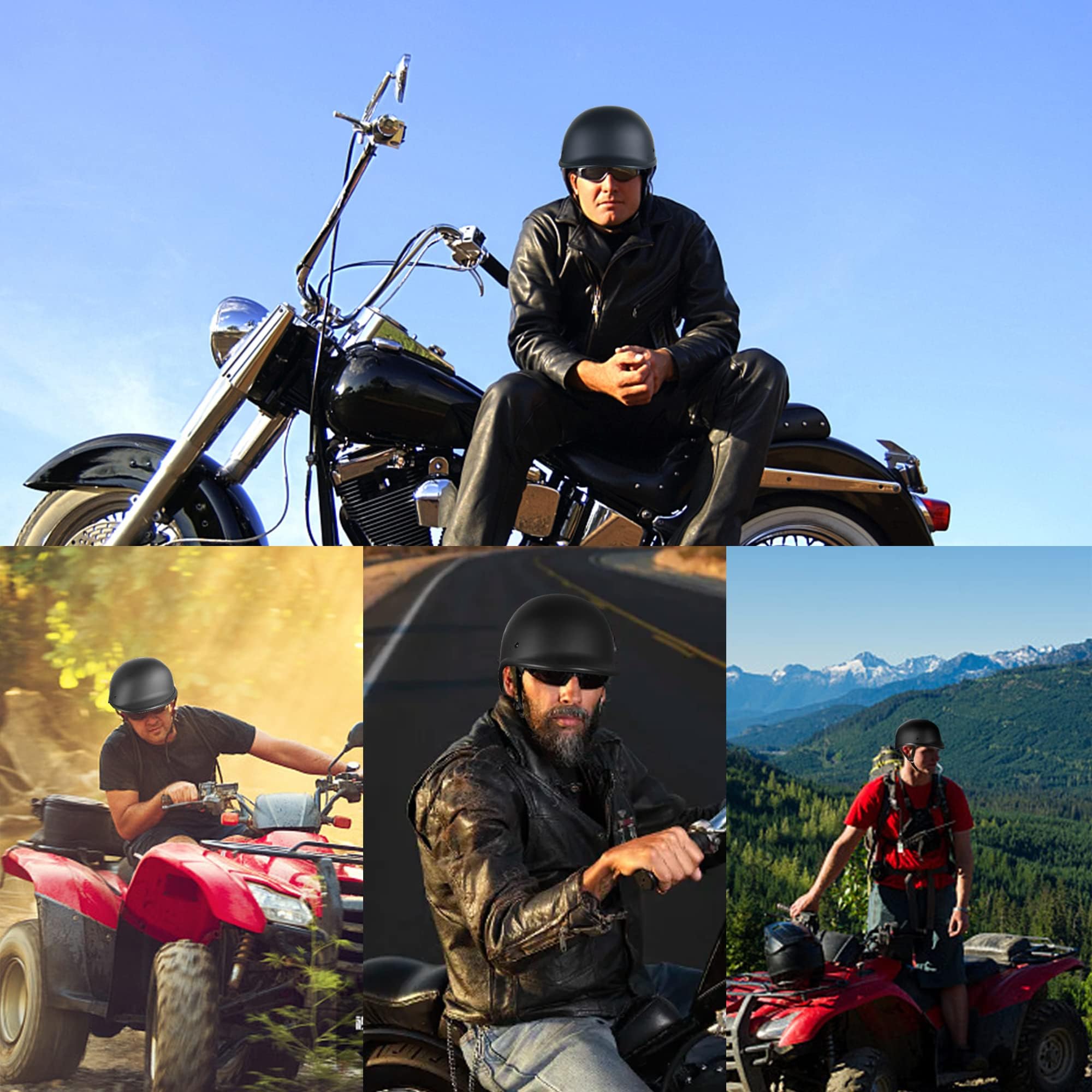 Yesmotor helmet worn by rider on city street conveying vintage style and practical road use