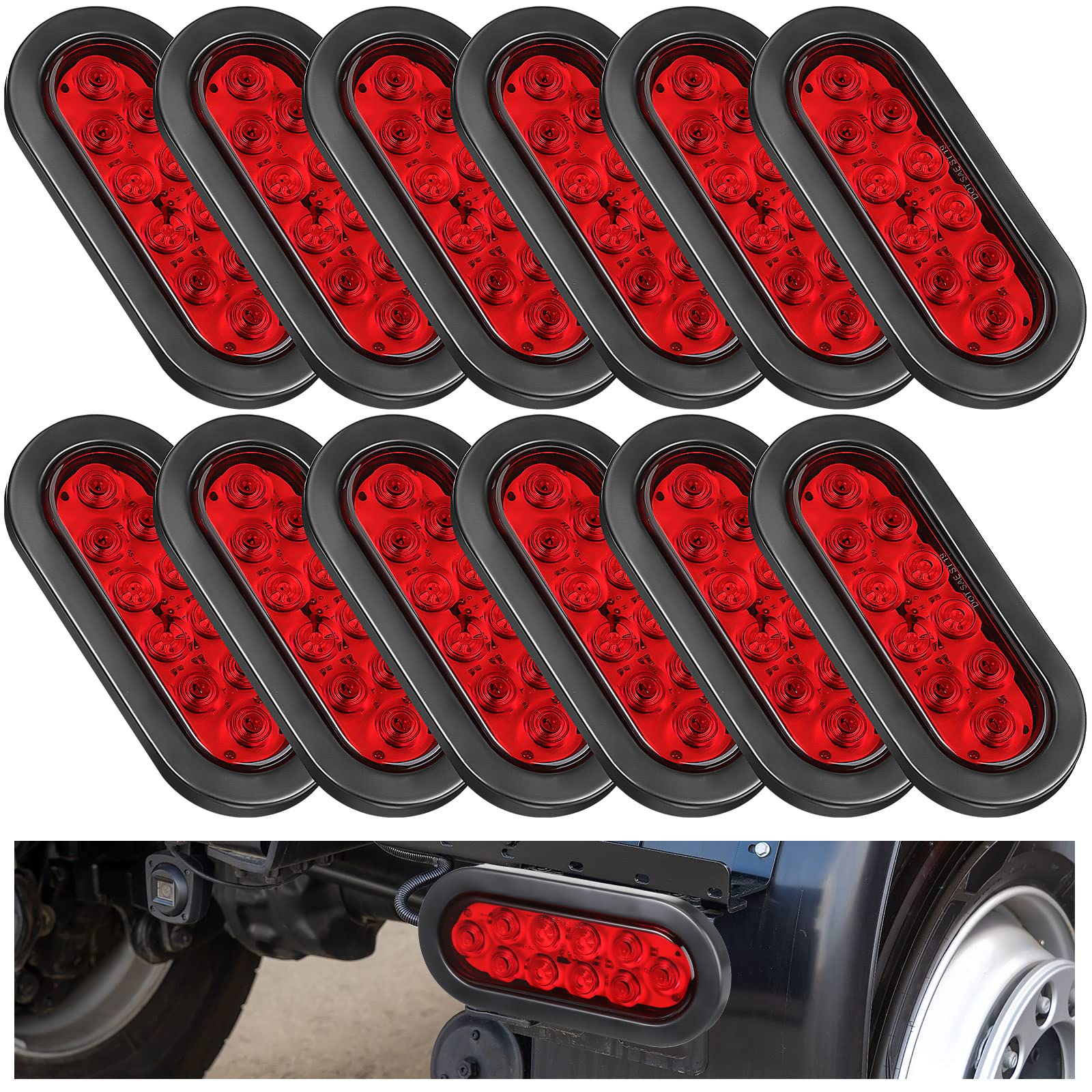Yexiya front of kit showing twelve 6-inch oval red LEDs, improved fleet visibility