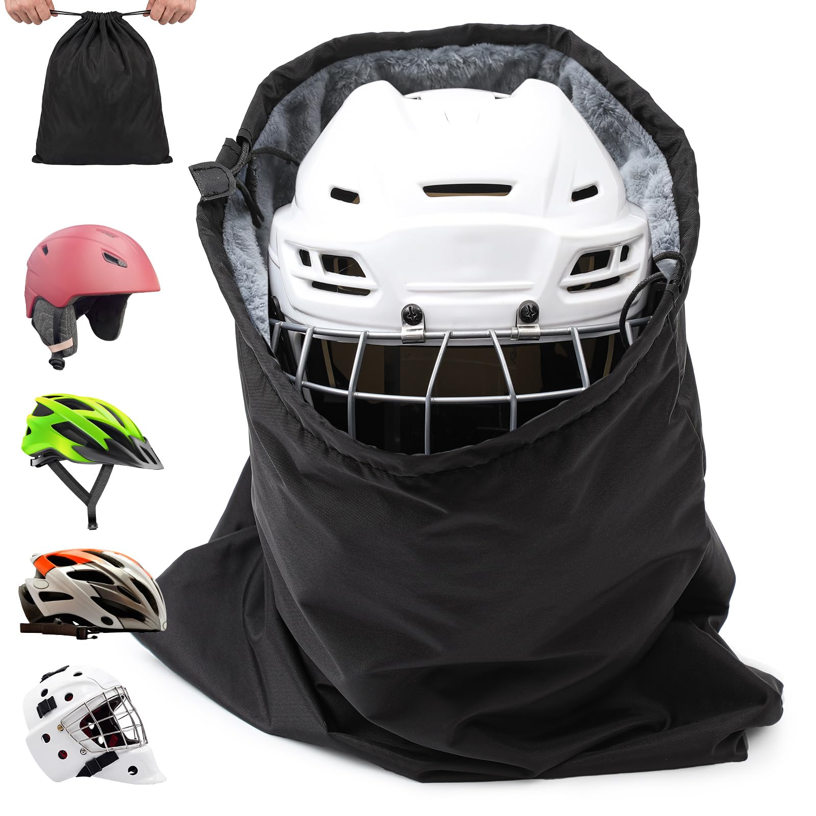 Yeyeplum front view showing bag protecting a helmet with easy access