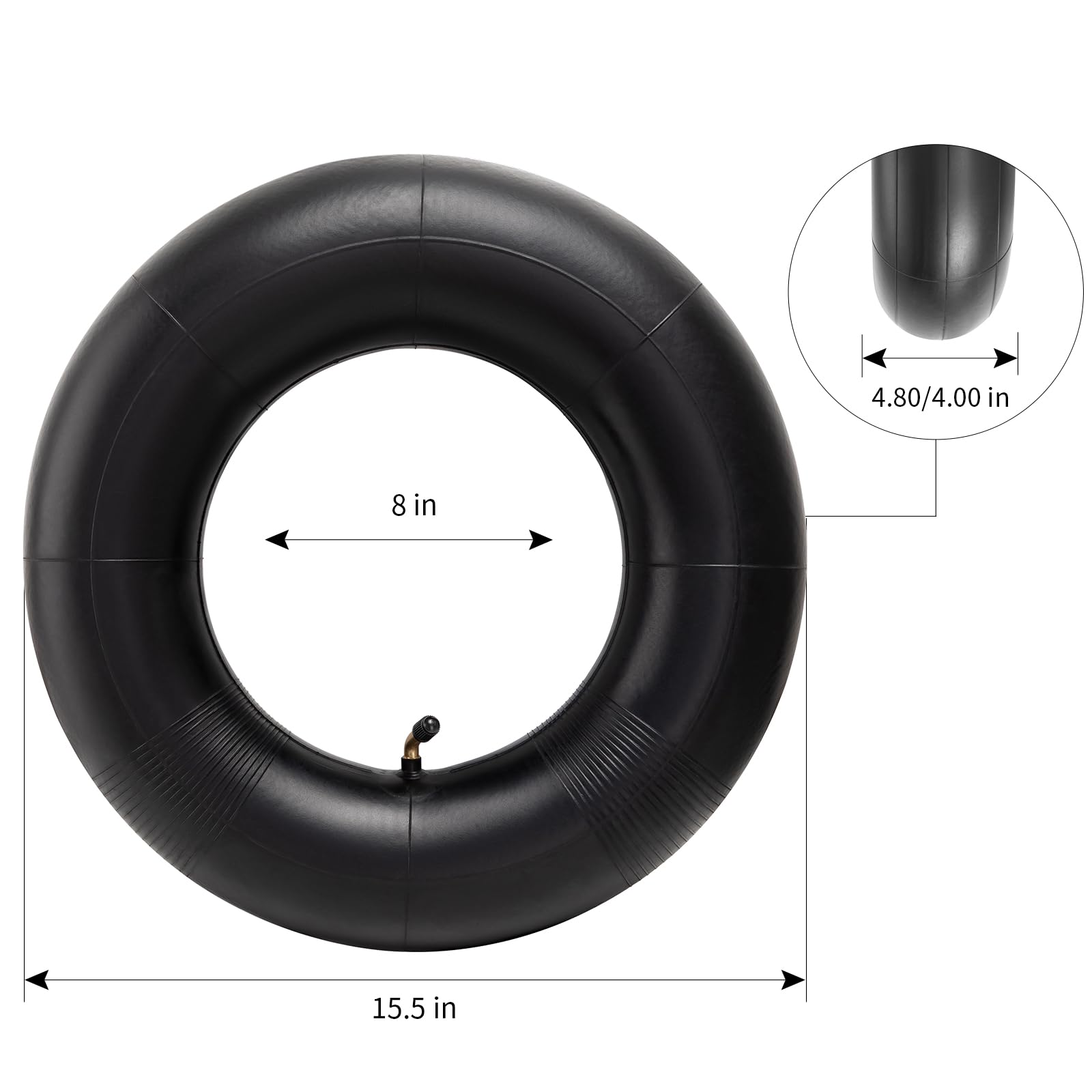 YeYouC tube beside 8-inch rim for quick size confirmation and fit