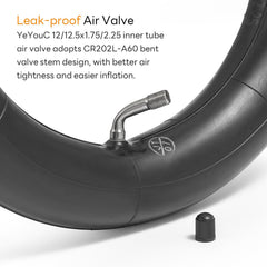 YeYouC inflated tube next to ruler showing correct 12/12.5 inch sizing for fit confirmation