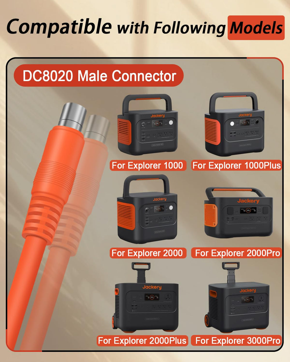 YEZriler DC8020 8mm connector close-up ensuring correct Jackery fit