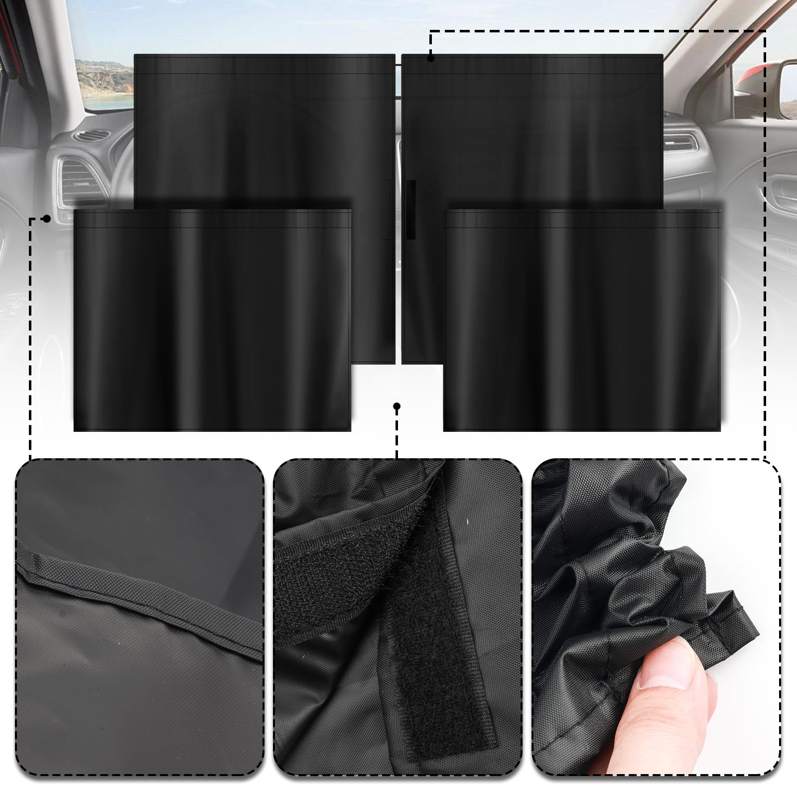 YGDMD rear shade installed in vehicle blocking sunlight to reduce cabin heat
