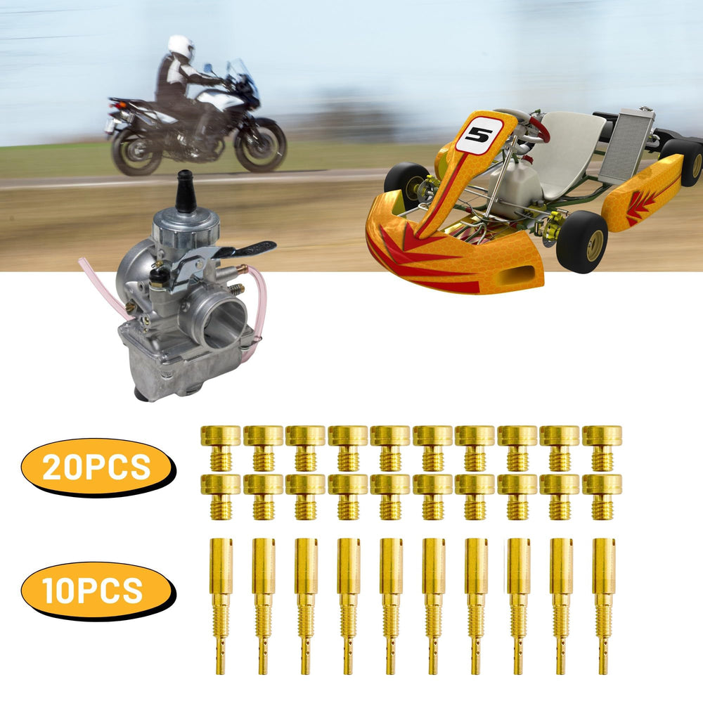 YGQ jets beside a Mikuni carburetor illustrating scale and compatibility