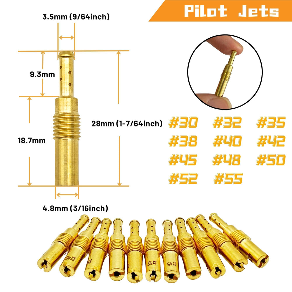 YGQ pilot jets lineup with scale for accurate selection benefit