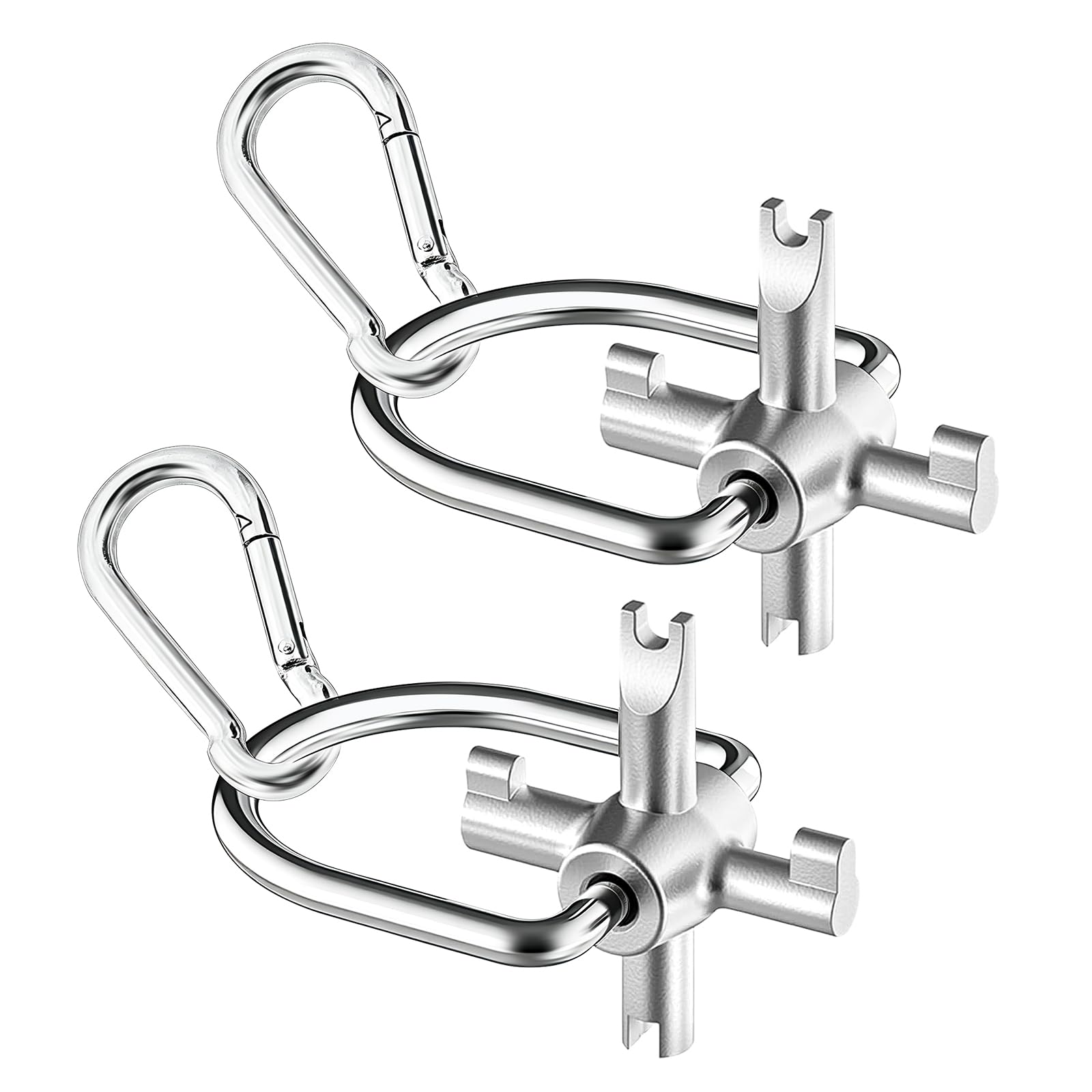 YGUAYINGC front view of both locking cap keys showing included pair and finish, clear identification and durability