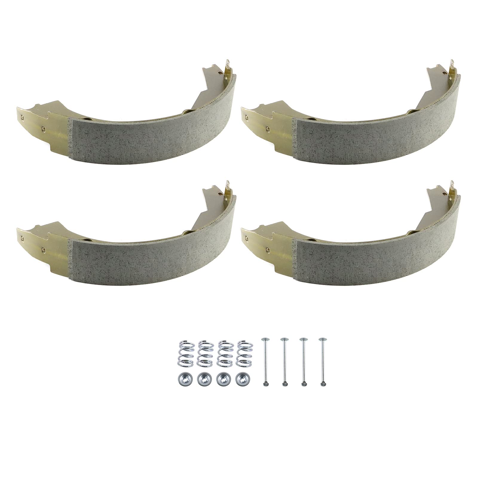 YHB front packaging showing two pairs of 12 inch brake shoes and included hardware for easy replacement