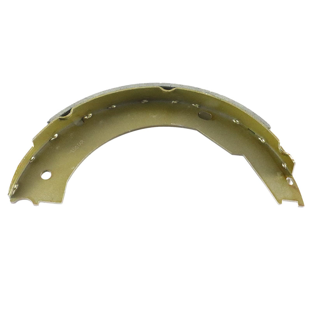 YHB brake shoe next to ruler showing 12 inch scale for accurate fit verification