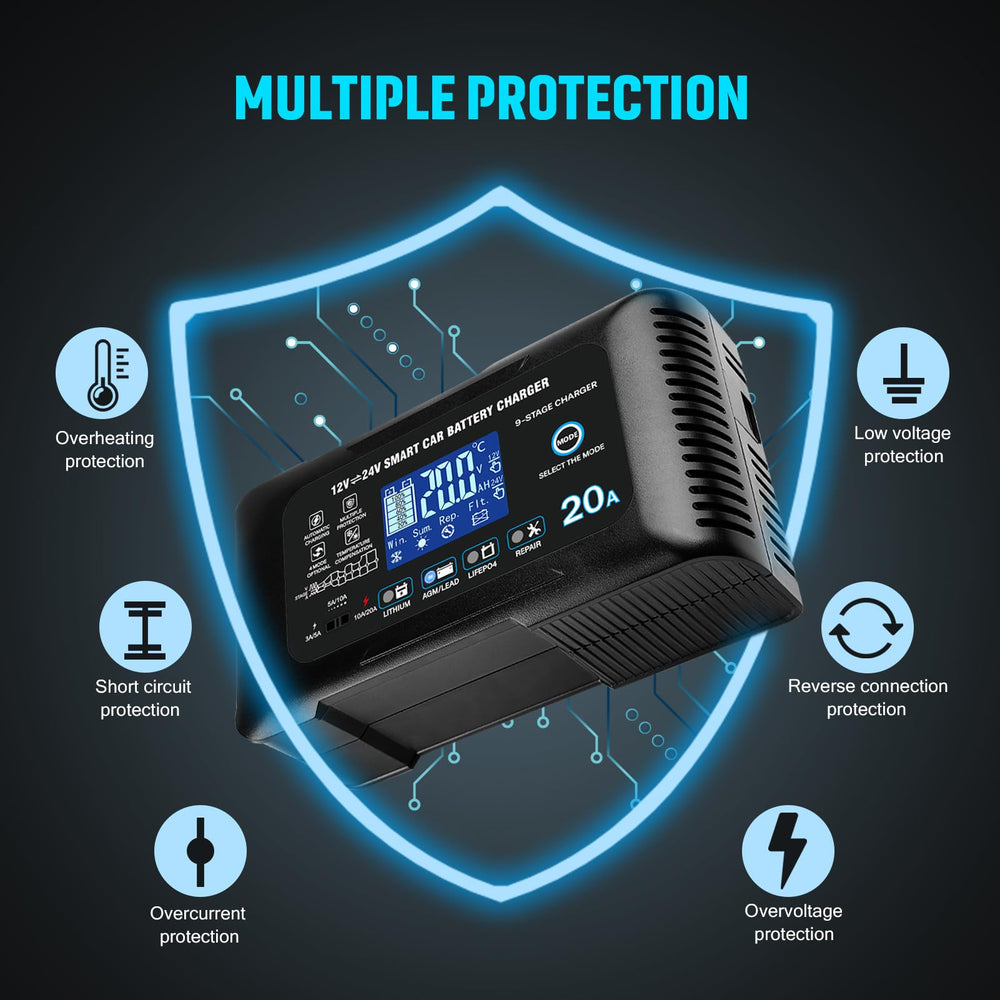 YHCHKJ in garage lifestyle setup maintaining vehicle batteries during storage