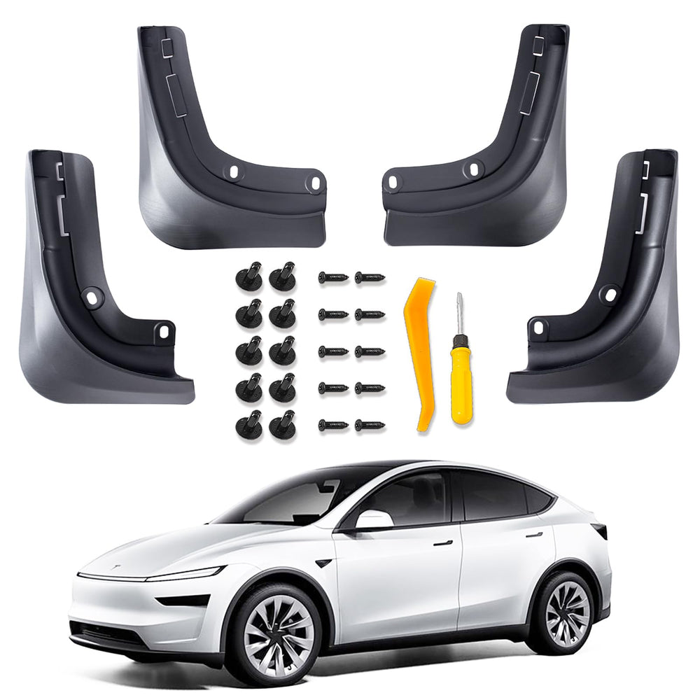 Yieokei front packaging showing mud flaps and included hardware for quick install