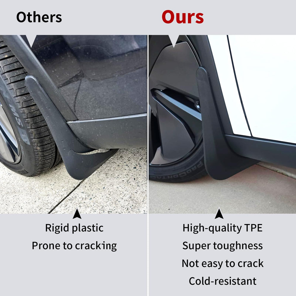 Yieokei mud flap installed on Model Y front wheel protecting lower body
