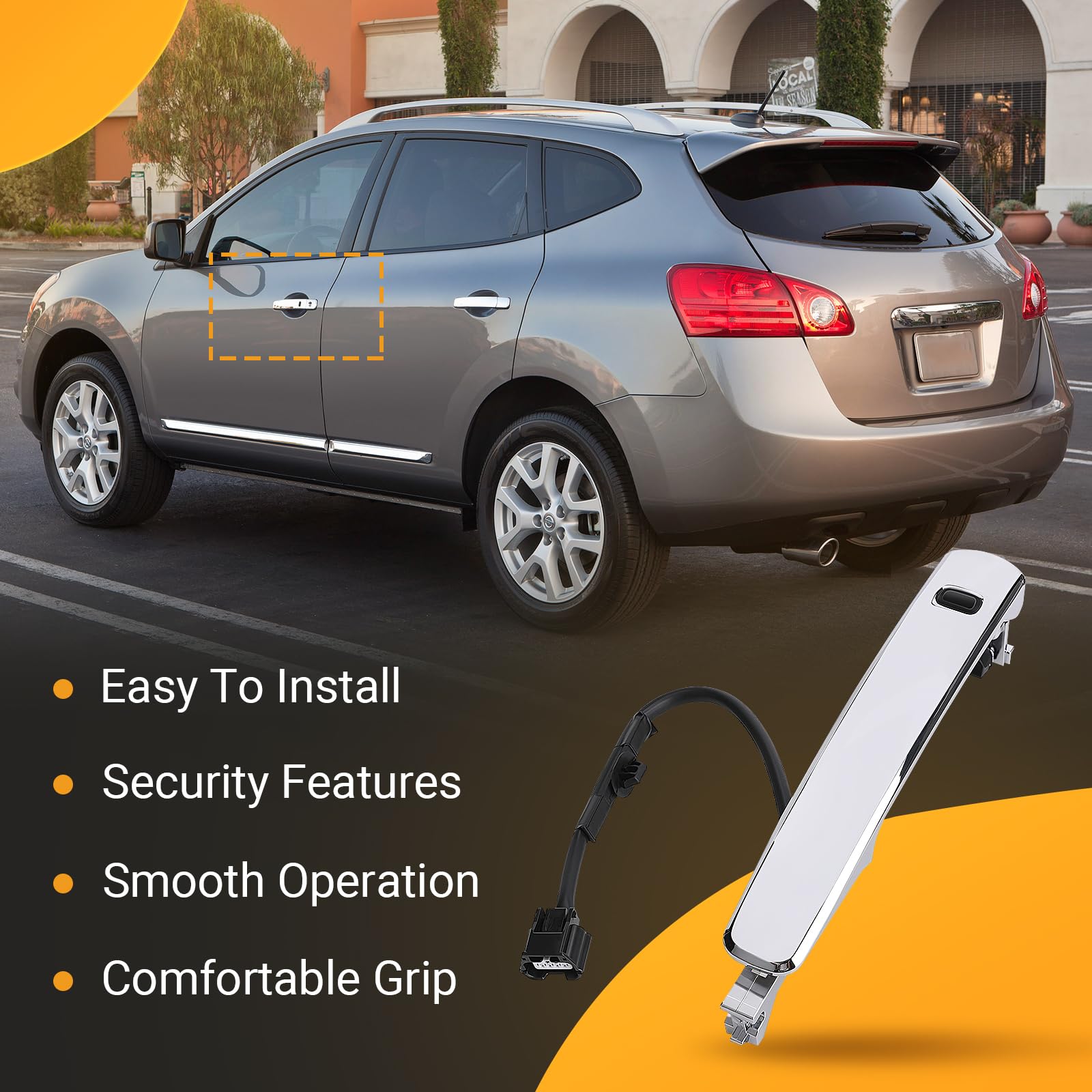 Yikesai handle installed on Nissan Rogue driver door demonstrating fit