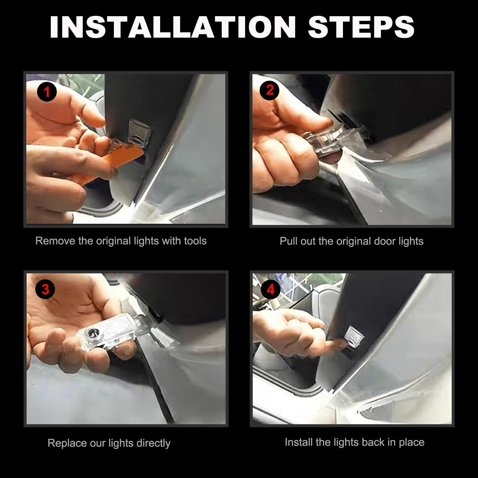 YIMOPART installed in open car door at night enhancing curb visibility