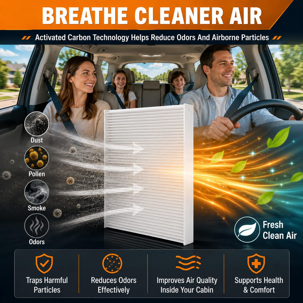 Yinlowa cabin filter close-up showing activated carbon layer, reduces odors