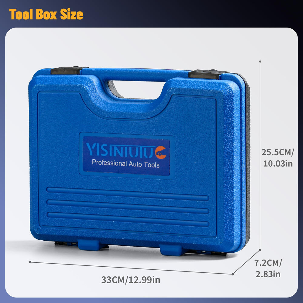 YISINIUTUO tools next to ruler showing compact size and portability benefit