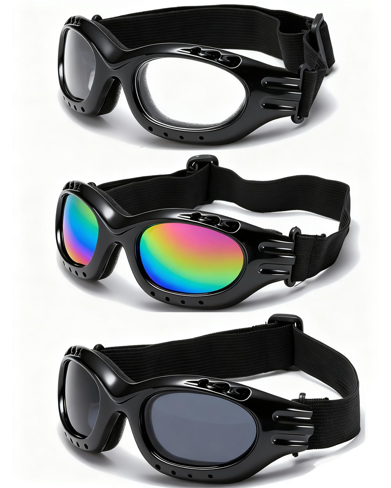 YISUGOOC front packaging showing three goggle pairs and included cloth for ready use