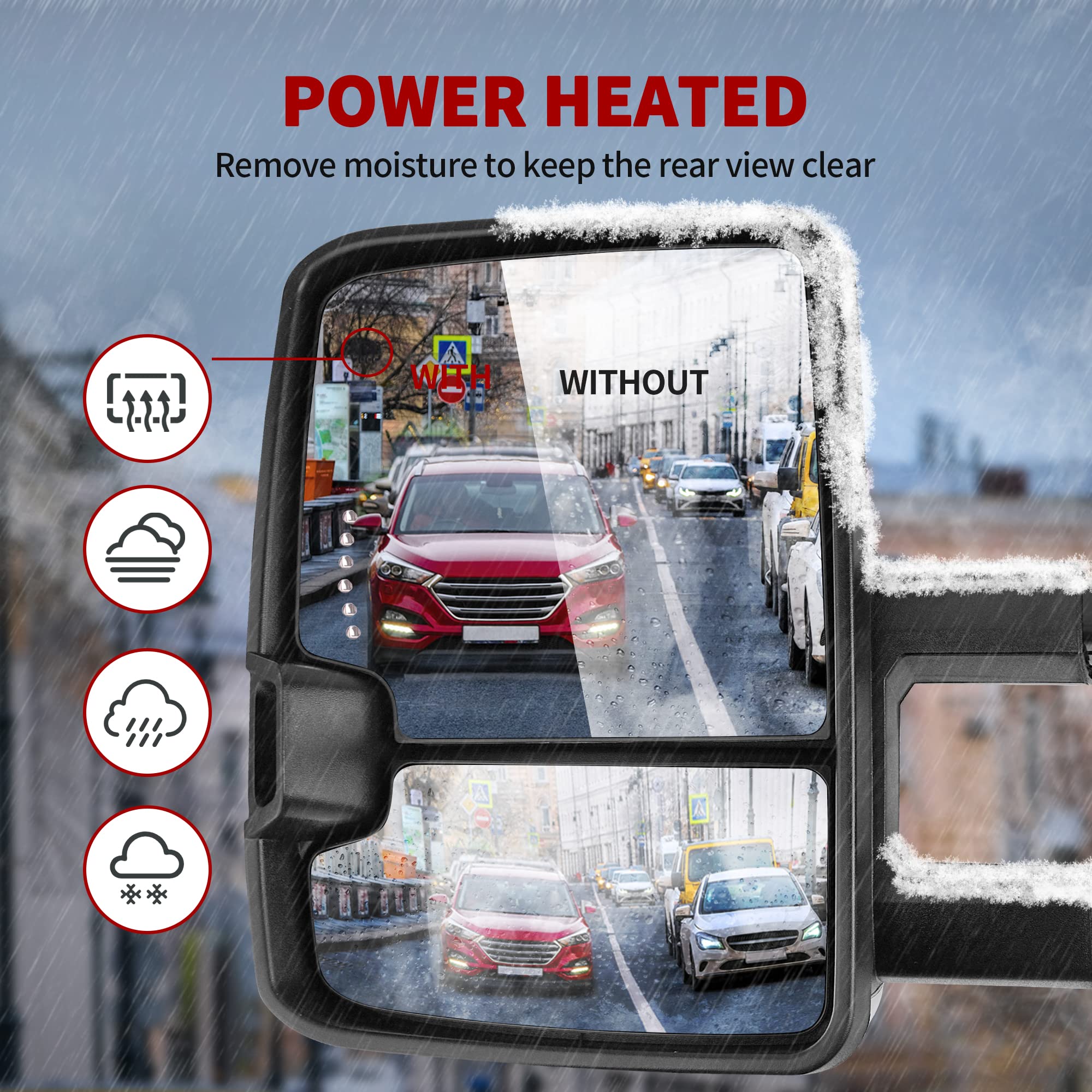 YITAMOTOR side profile extended showing added reach for trailer visibility