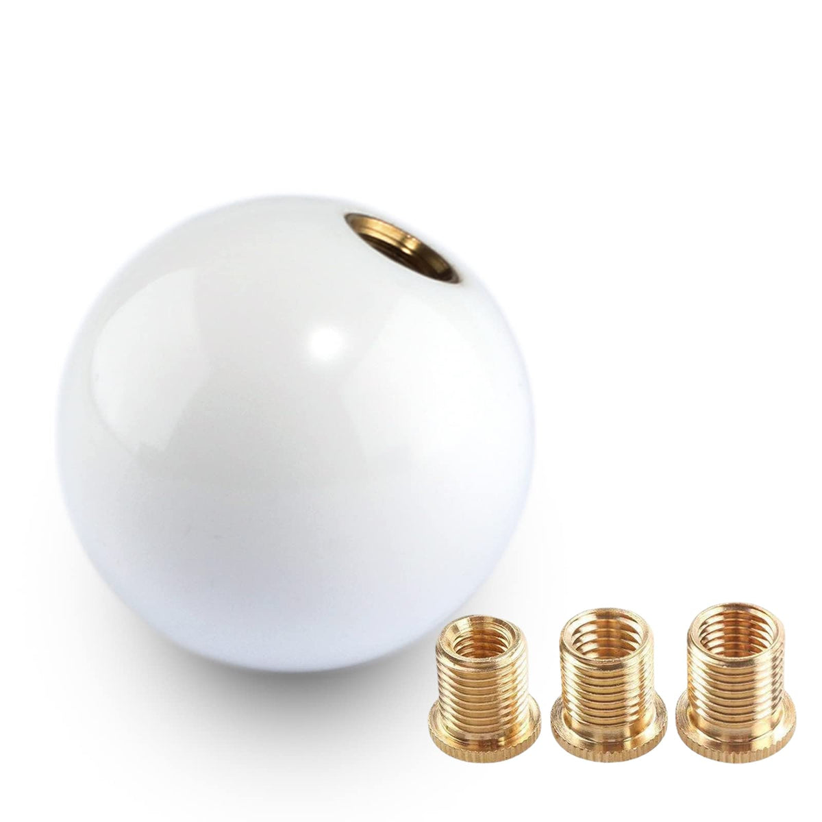 YIUIY front view of pure white shift knob showing clean design and easy upgrade