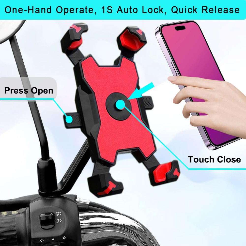 YIUJEFDA phone in landscape use demonstrating navigation visibility while riding