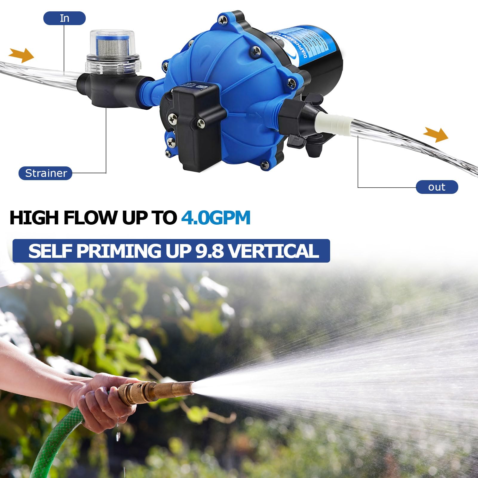 YIXWZAS 25-foot coiled hose displayed for reach and UV resistance benefit