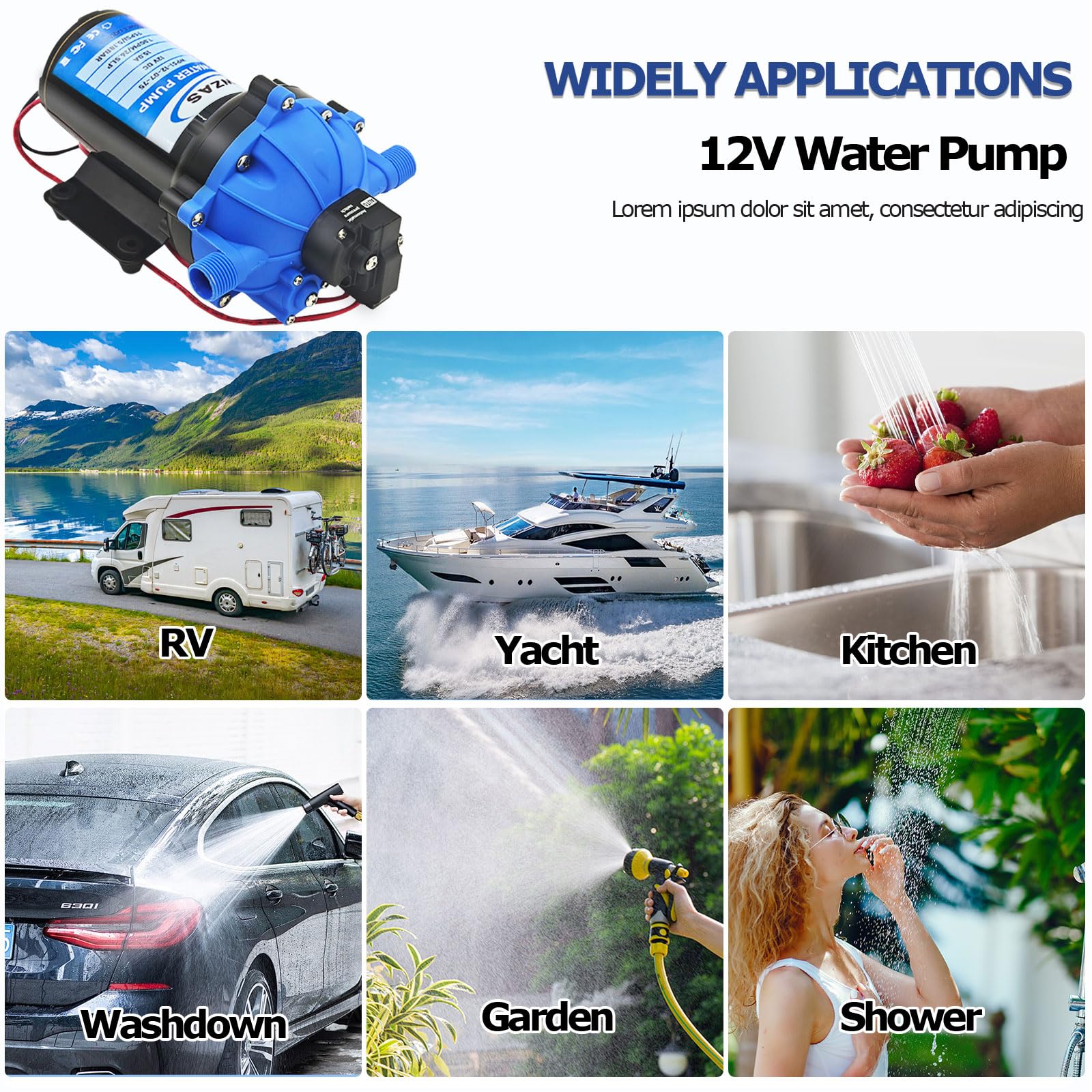 YIXWZAS pump next to ruler showing compact size for space-saving benefit