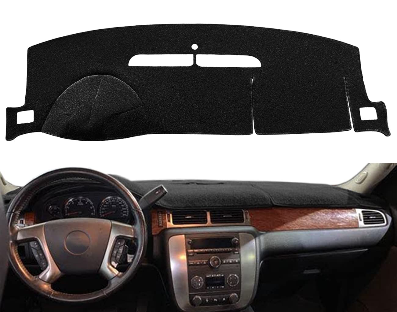 Yiz dash cover front view showing clean black dashboard protection and improved appearance
