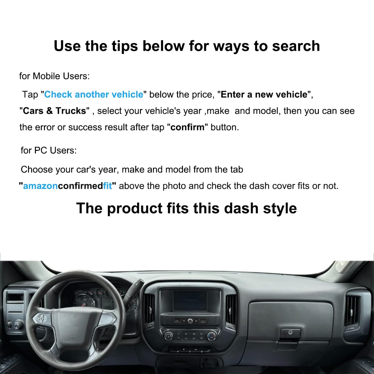Yiz dash cover installed inside Silverado showing neat dashboard fit