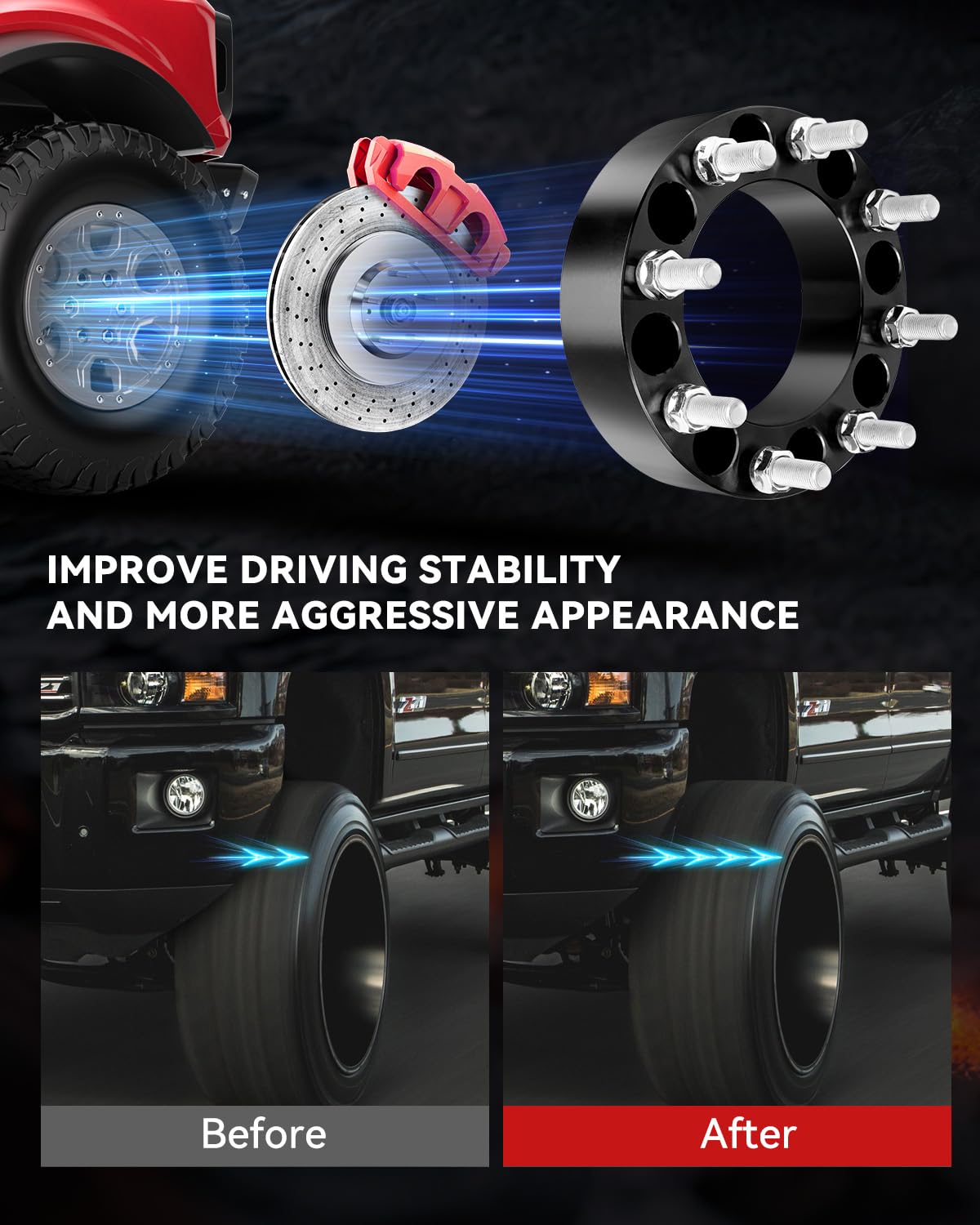 YIZBAP adapter installed with F250 wheel showing cross-brand compatibility