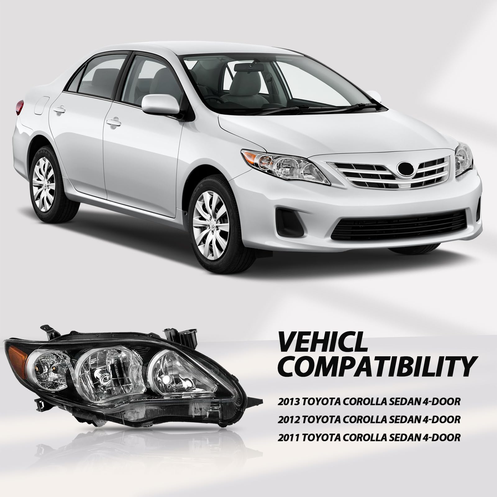 YLT AUTO side profile of headlight assembly highlighting mounting points for easy fitment