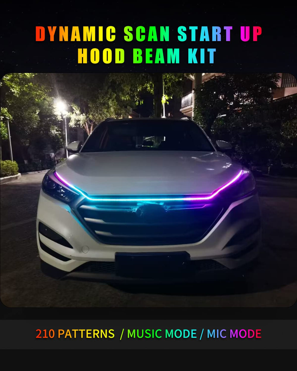 YM E-Bright night drive lifestyle shot highlighting dynamic startup scan and steady DRL illumination