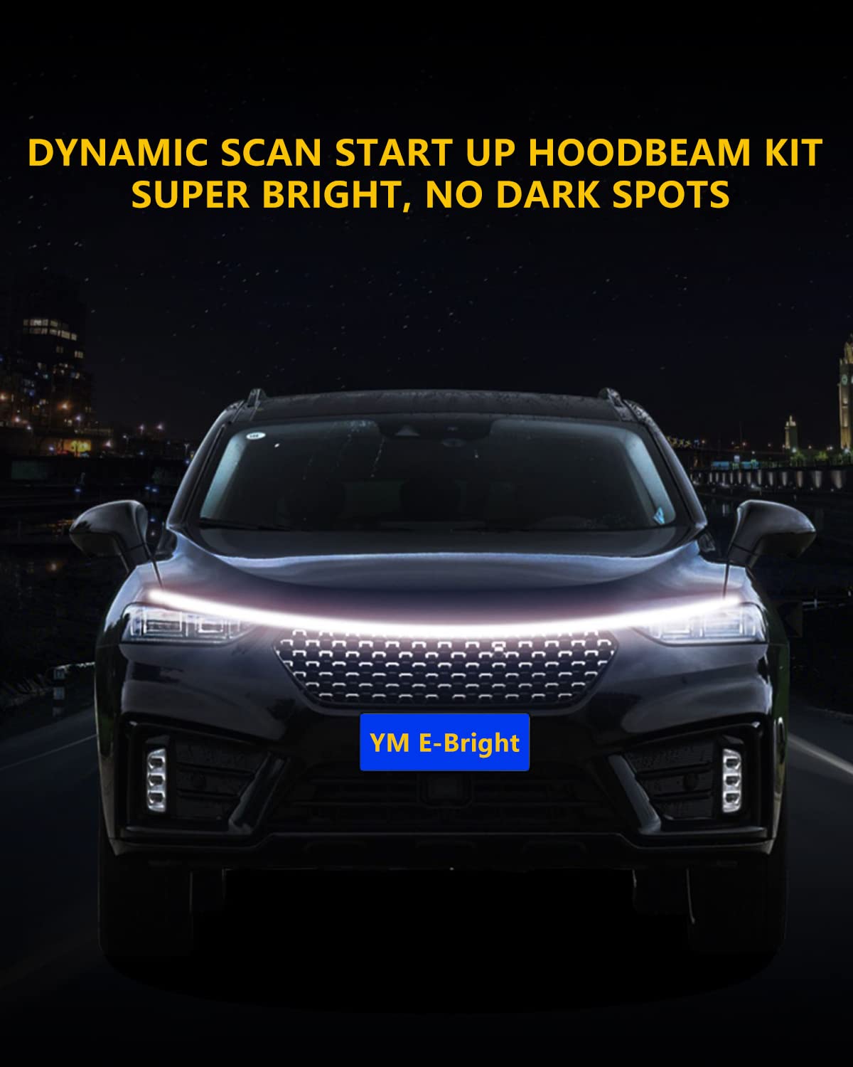 YM E-Bright mounted on grille showing scale and low-profile fit