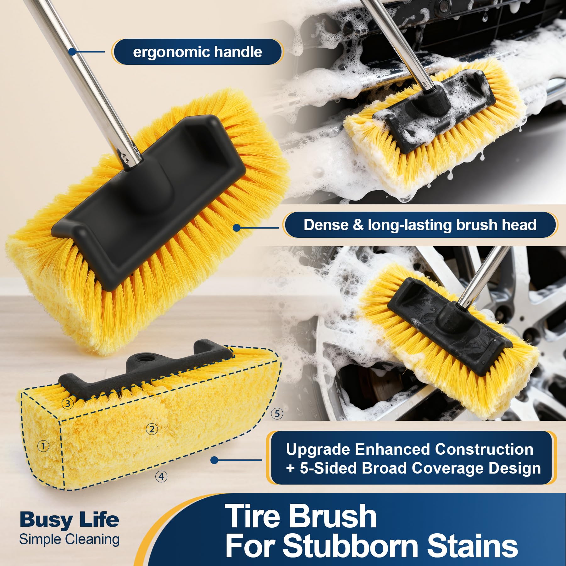 Yocada fully assembled 61 inch handle demonstrating extended reach and safety