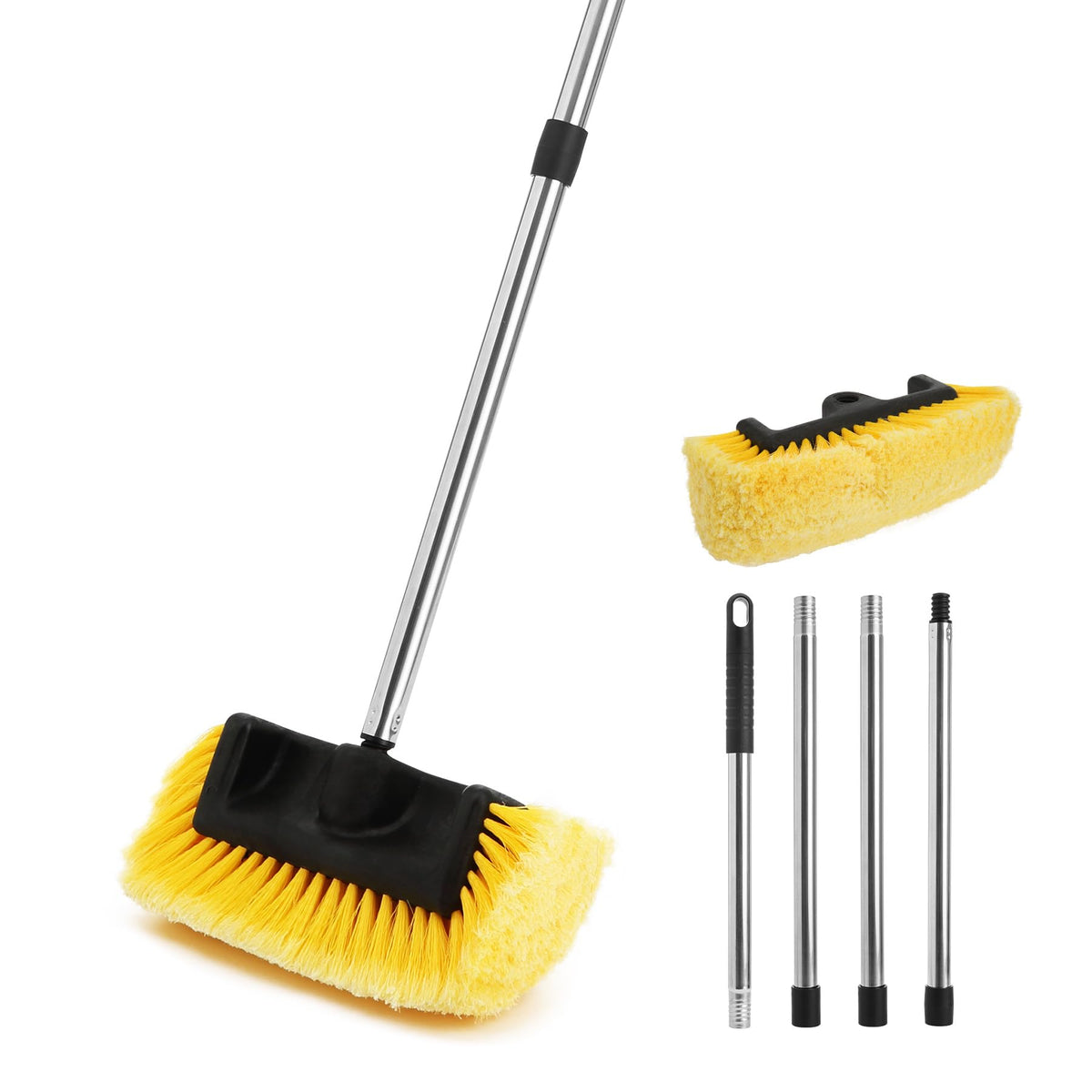 Yocada brush front view showing five-sided head and benefits for thorough cleaning
