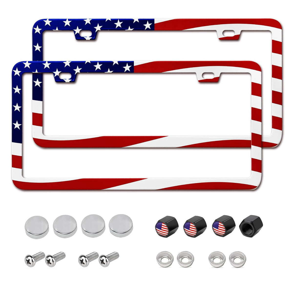 Yogrvner flag frame front view showing patriotic design and durable finish