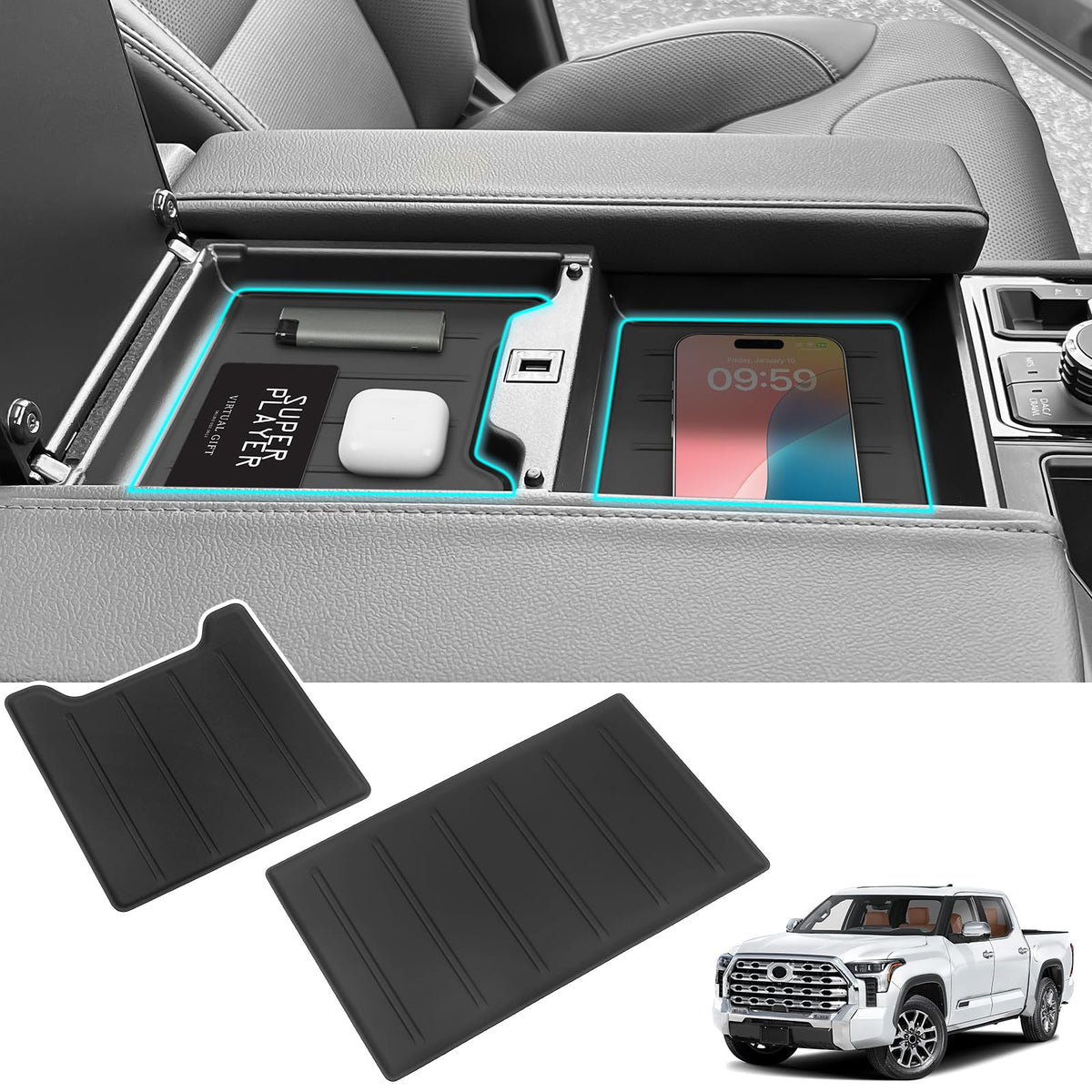 YOJOJOCO front view of center console liner showing exact fit and protection
