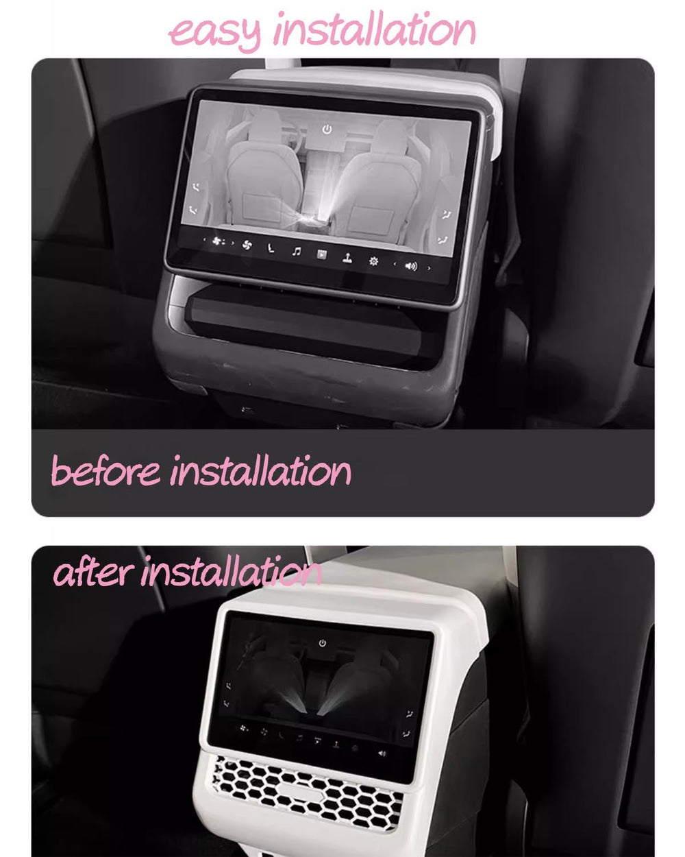 YOKOOHITECH lifestyle shot of vent cover complementing Tesla interior