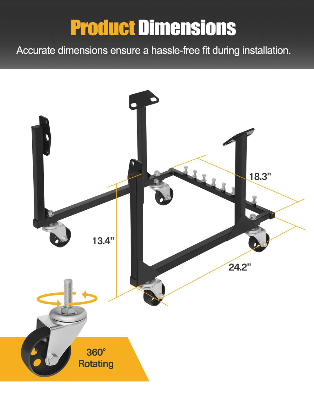 YOLANDO powder-coated finish label close up showing rust protection benefit