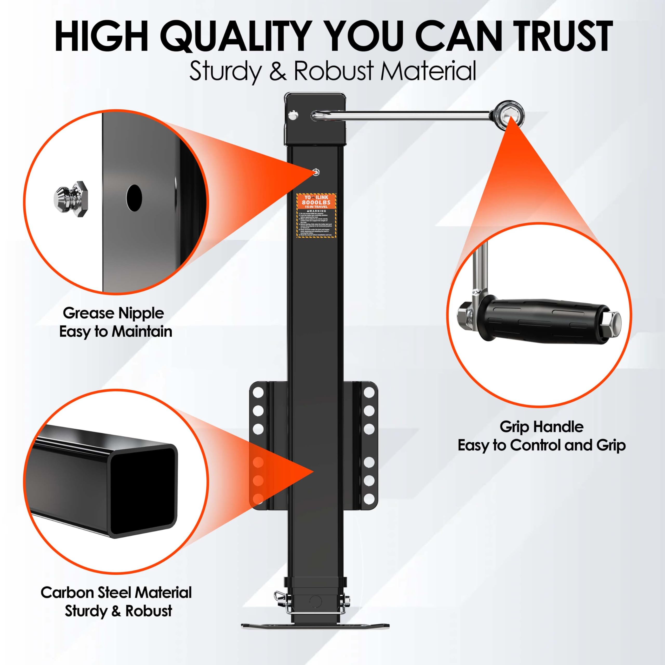 YOMILINK mounted on a trailer tongue illustrating real-world installation stability