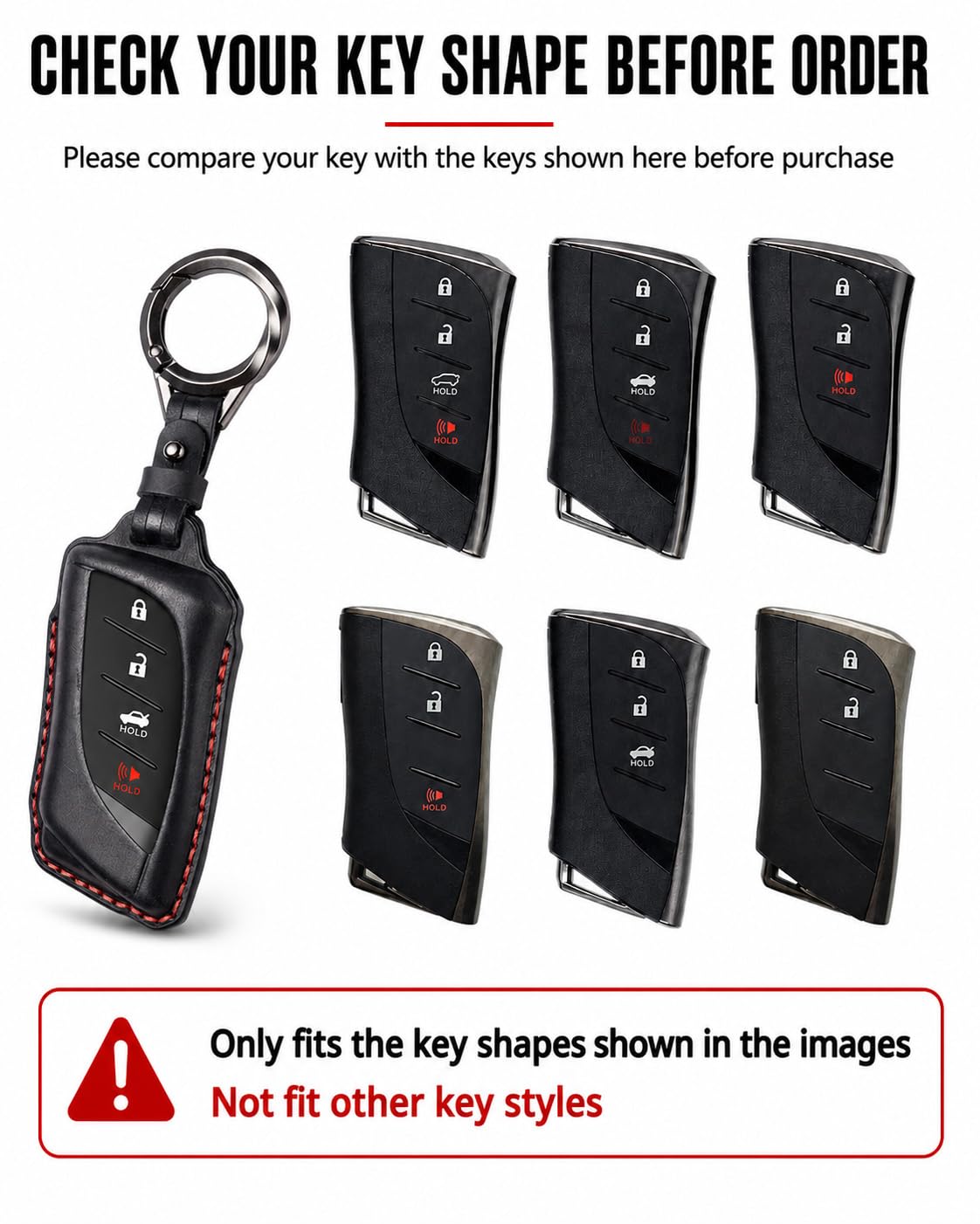 YONUFI back view of key fob cover displaying seam and rear protection benefit